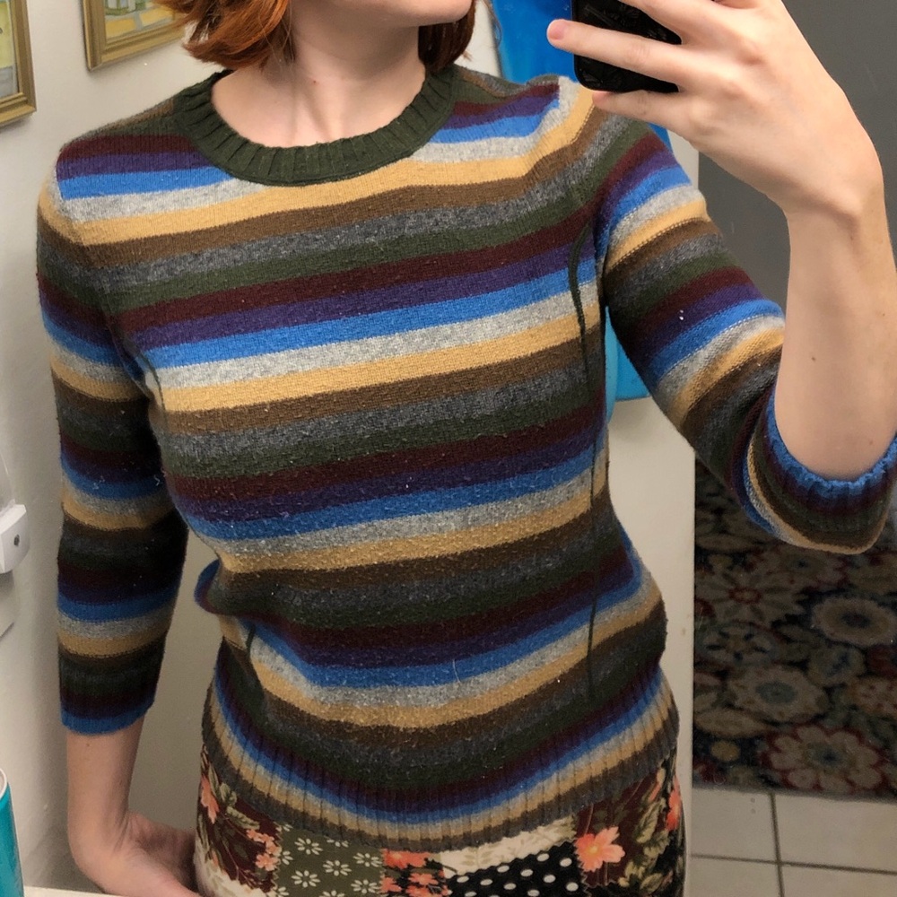 Mossimo y2k striped acrylic knit sweater with cropped sleeves
